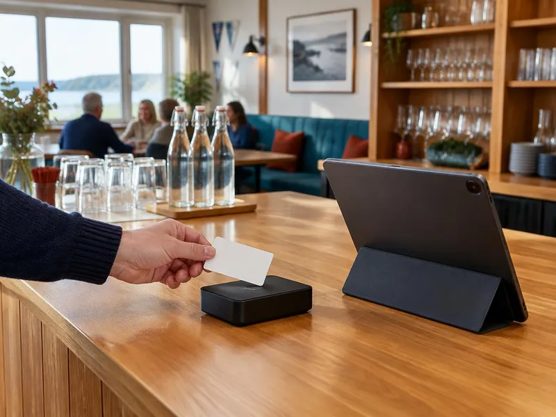 Illustrativ föreningsbar där ett medlemskort används vid disken